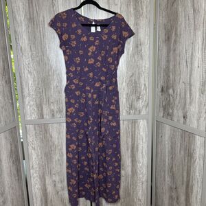 Pact Jumpsuit Women Small Organic Cotton Floral Purple Sleeveless Size S